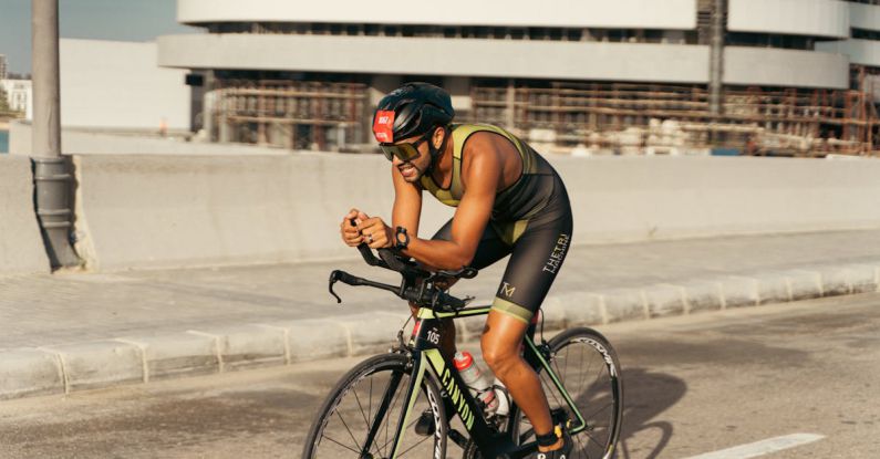 Time Trial - A man on a bike is riding on the road